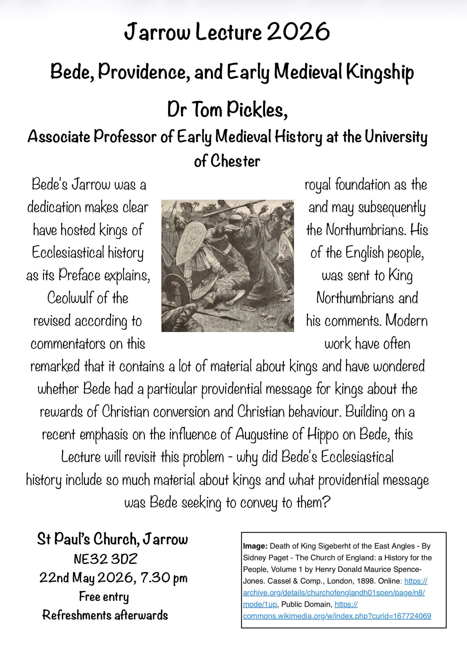 Bede, Providence, and Early Medieval Kingship - Tom Pickles, Jarrow Lecture 2026 - LECTURE